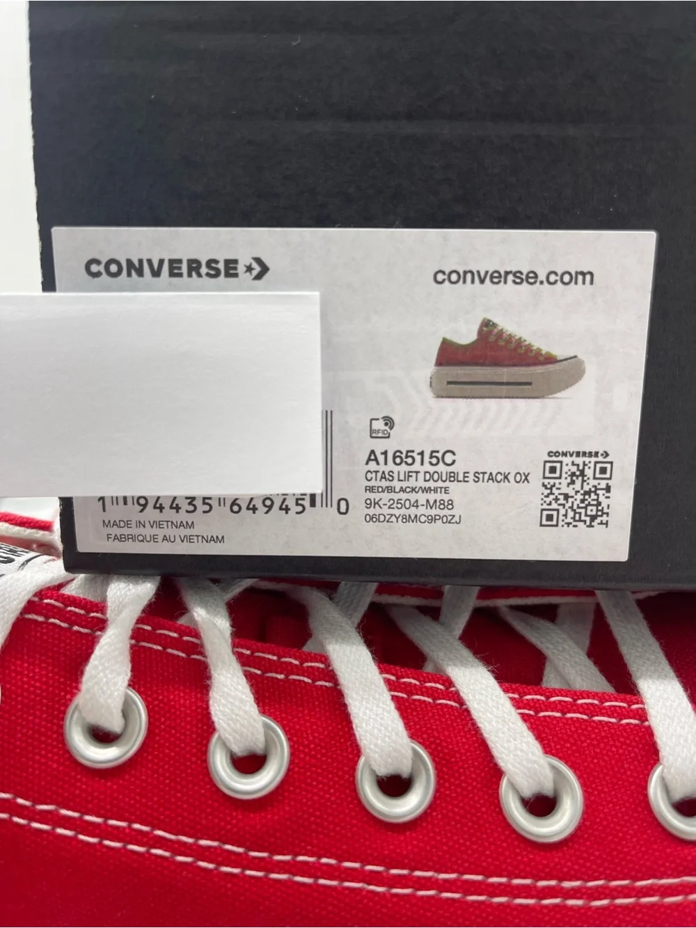Converse WMNS CTAS LIFT DOUBLE STACK OX
RED/BLACK/WHITE Platform Sneakers - Picture 15 of 16